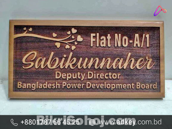 Black Acrylic Door Name Plate Advertising in Dhaka BD